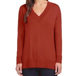 Matty Long Sleeve V Neck Sweater in Burnt Orange